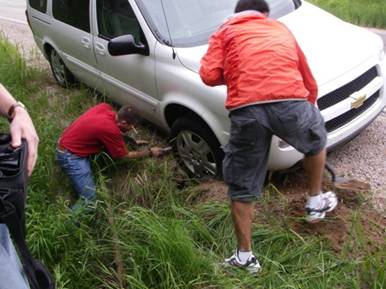 Our poor stuck van.